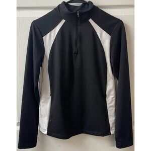 Slazenger Jacket Womens Small Black White Puma Tenniscore Quarter Zip Athletic